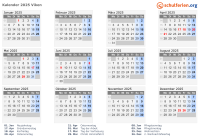 Kalender 2025 mit Ferien und Feiertagen Viken