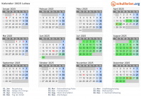 Kalender 2025 mit Ferien und Feiertagen Lebus