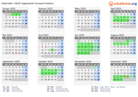 Kalender 2025 mit Ferien und Feiertagen Appenzell Ausserrhoden