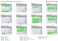 Kalender 2025 mit Ferien und Feiertagen Appenzell Innerrhoden