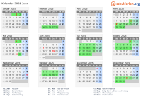 Kalender 2025 mit Ferien und Feiertagen Jura