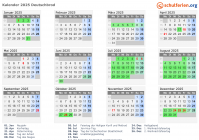 Kalender 2025 mit Ferien und Feiertagen Deutschbrod