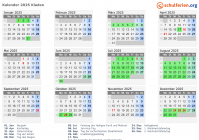 Kalender 2025 mit Ferien und Feiertagen Kladen