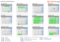 Kalender 2025 mit Ferien und Feiertagen Rokitzan