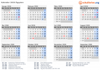 Kalender  mit Ferien und Feiertagen Ägypten