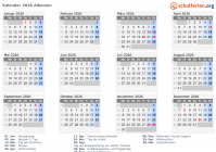 Kalender  mit Ferien und Feiertagen Albanien