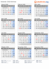Kalender  mit Ferien und Feiertagen Bolivien