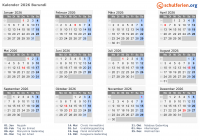 Kalender  mit Ferien und Feiertagen Burundi