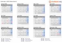 Kalender 2026 mit Ferien und Feiertagen Albertslund