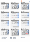 Kalender  mit Ferien und Feiertagen Dänemark