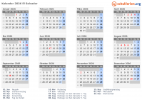 Kalender  mit Ferien und Feiertagen El Salvador