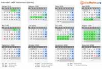 Kalender 2026 mit Ferien und Feiertagen Gelderland (mitte)