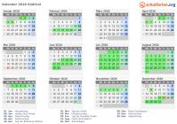 Kalender 2026 mit Ferien und Feiertagen Südtirol