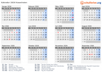 Kalender  mit Ferien und Feiertagen Kasachstan