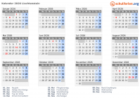 Kalender  mit Ferien und Feiertagen Liechtenstein