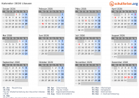 Kalender  mit Ferien und Feiertagen Litauen