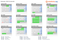 Kalender 2026 mit Ferien und Feiertagen Innlandet