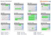 Kalender 2026 mit Ferien und Feiertagen Østfold