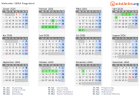 Kalender 2026 mit Ferien und Feiertagen Rogaland