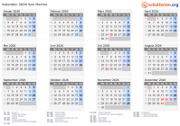 Kalender  mit Ferien und Feiertagen San Marino