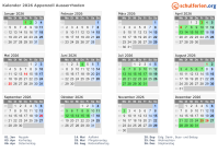 Kalender 2026 mit Ferien und Feiertagen Appenzell Ausserrhoden