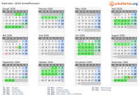 Kalender 2026 mit Ferien und Feiertagen Schaffhausen