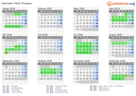 Kalender 2026 mit Ferien und Feiertagen Thurgau