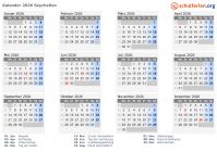 Kalender  mit Ferien und Feiertagen Seychellen