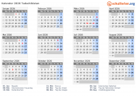 Kalender  mit Ferien und Feiertagen Tadschikistan