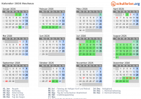Kalender 2026 mit Ferien und Feiertagen Neuhaus