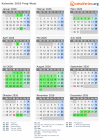 Kalender 2026 mit Ferien und Feiertagen Prag-West