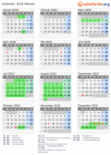 Kalender 2026 mit Ferien und Feiertagen Wsetin