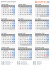Kalender  mit Ferien und Feiertagen Ungarn