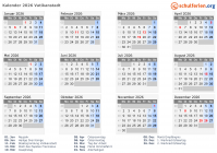Kalender  mit Ferien und Feiertagen Vatikanstadt
