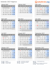 Kalender 2027 mit Ferien und Feiertagen Algerien