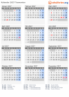 Kalender 2027 mit Ferien und Feiertagen Tasmanien
