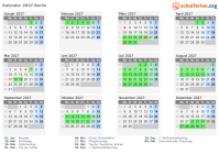 Kalender 2027 mit Ferien und Feiertagen Berlin