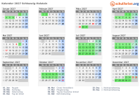 Kalender 2027 mit Ferien und Feiertagen Schleswig-Holstein