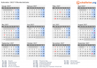 Kalender 2027 mit Ferien und Feiertagen Elfenbeinküste