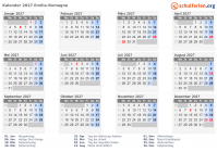 Kalender 2027 mit Ferien und Feiertagen Emilia-Romagna