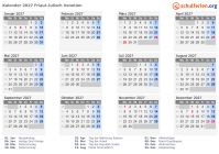 Kalender 2027 mit Ferien und Feiertagen Friaul-Julisch Venetien