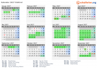 Kalender 2027 mit Ferien und Feiertagen Südtirol
