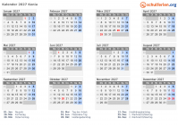 Kalender 2027 mit Ferien und Feiertagen Kenia