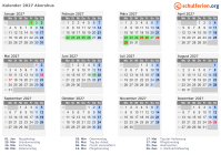 Kalender 2027 mit Ferien und Feiertagen Akershus