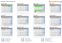 Kalender 2027 mit Ferien und Feiertagen Buskerud