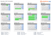 Kalender 2027 mit Ferien und Feiertagen Innlandet