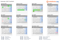 Kalender 2027 mit Ferien und Feiertagen Vestfold