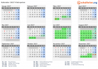 Kalender 2027 mit Ferien und Feiertagen Kleinpolen
