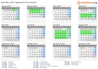 Kalender 2027 mit Ferien und Feiertagen Appenzell Innerrhoden