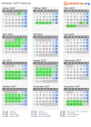 Kalender 2027 mit Ferien und Feiertagen Freiburg